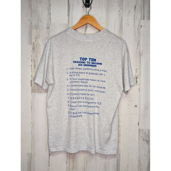 Vintage 90s Hanes Albert Einstein Engineer Graphic Tee / Size L / Made in USA - Picture 2 of 7